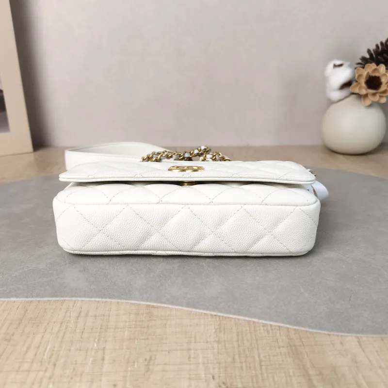 Chanel Crossbody Bag Crossbody Bag White Gold Grained Calfskin One Size 17 × 3 × 9.5 cm — cover view 2 of 5