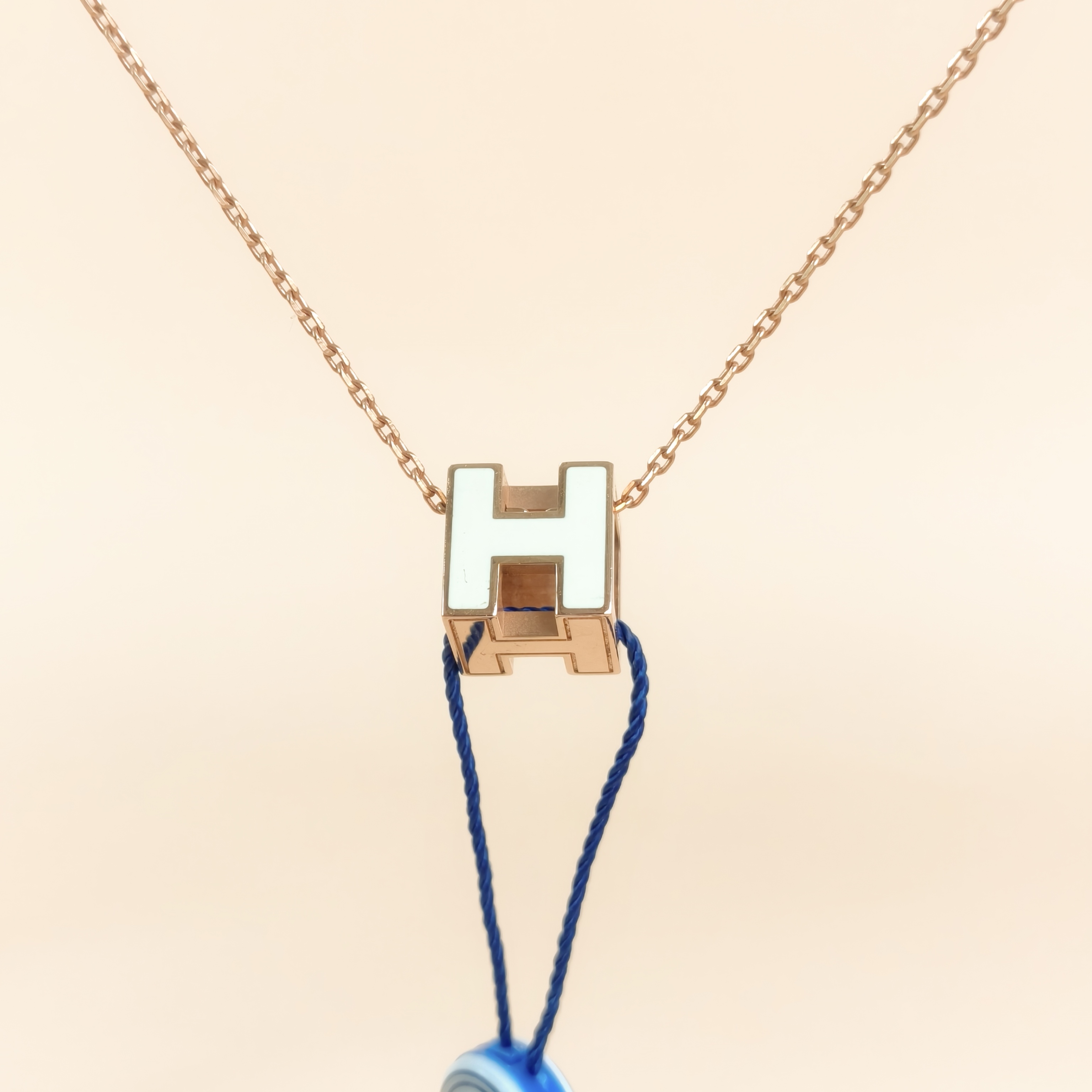 Hermès Necklace Cage d'H Necklace White One Size39cm