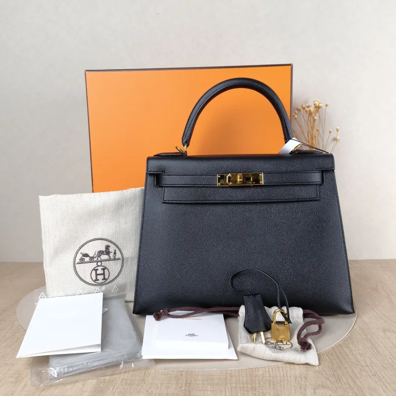 Hermès Shoulder Bag Kelly 28 Gold-Tone Hardware 89Black Epsom Calfskin Medium 28 × 10 × 22 cm C — cover view 4 of 6
