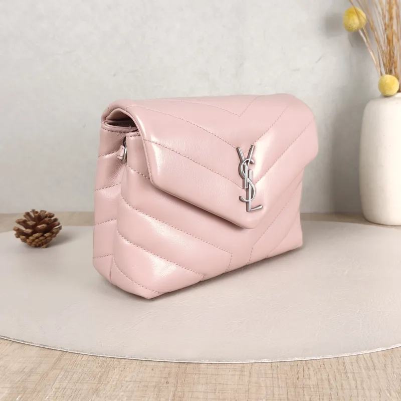 SAINT LAURENT Shoulder Bag LOULOU Pink Calfskin Mini 20 × 7.5 × 14 cm — cover view 2 of 5