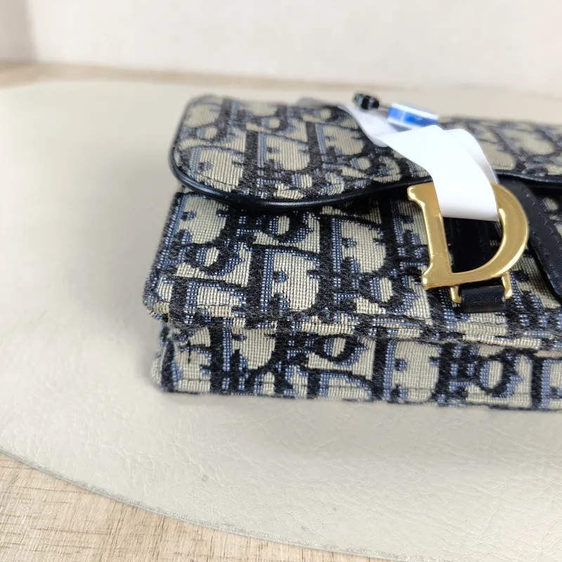 DIOR Belt Bag Saddle Belt Bag Blue Canvas One Size 17 × 3.5 × 10.5 cm — detail view 1 of 11