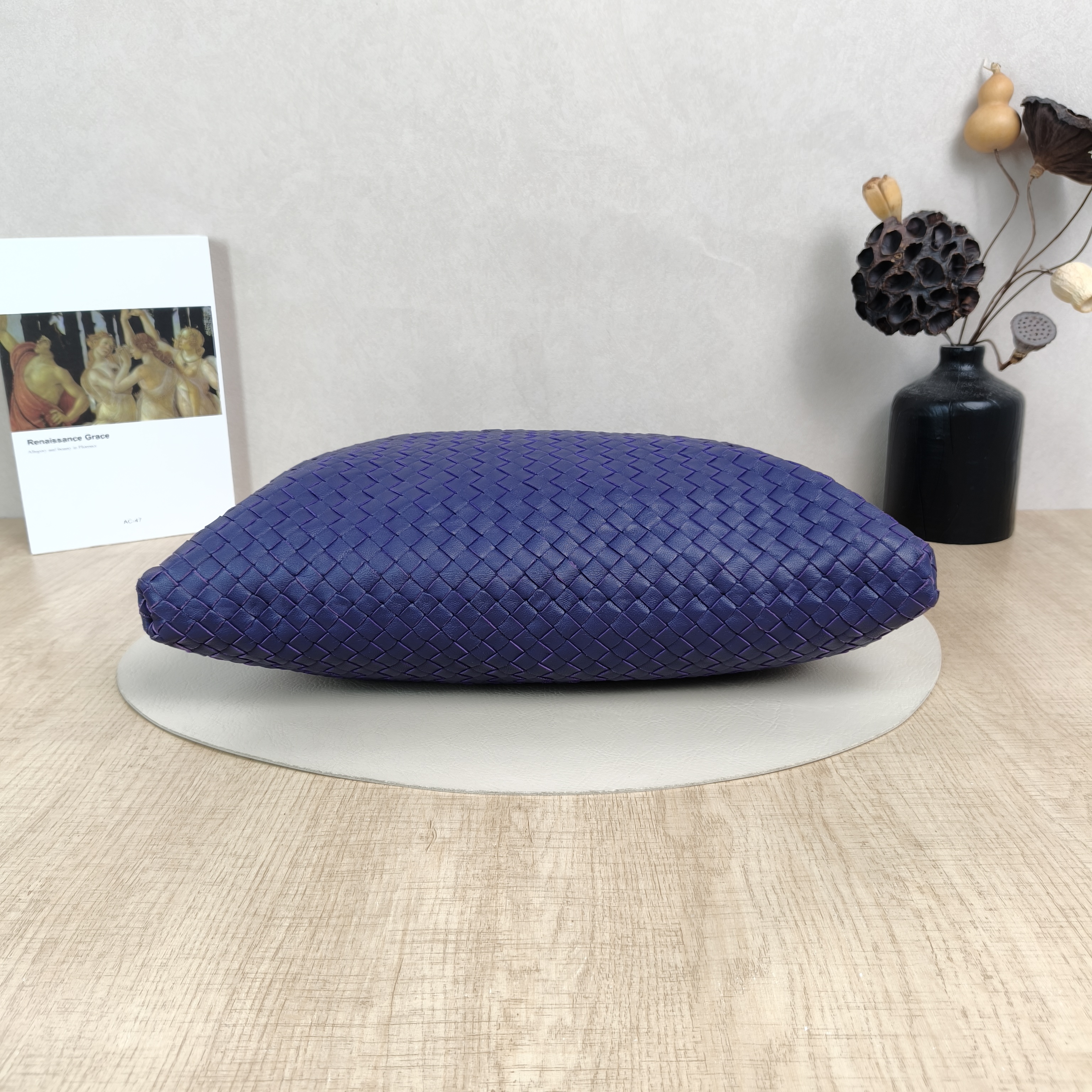 Bottega Veneta Top Handle Bag Woven Top Handle Bag Blue Lambskin40*32 — cover view 2 of 5