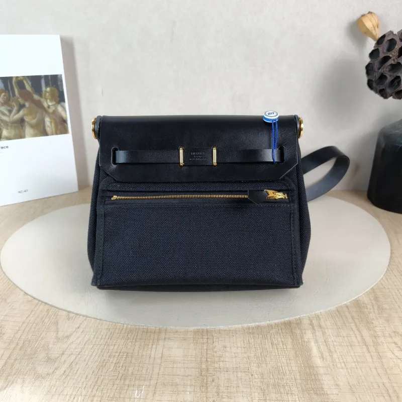Hermès Crossbody Bag Herbag Zip 2089Black Calfskin，Canvasmini20.5 × 7 × 16.5 cm — cover view 3 of 5