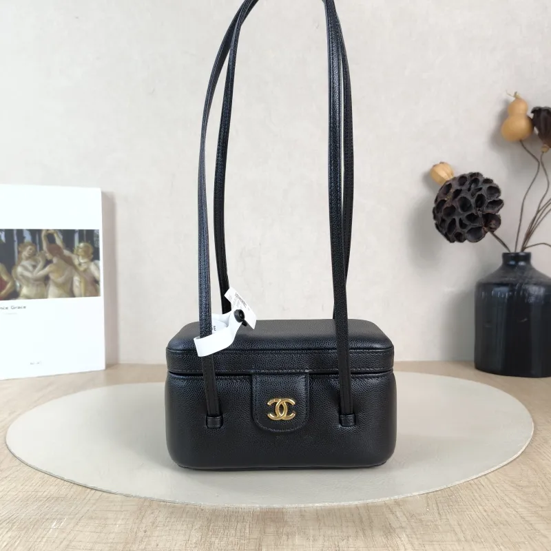 Chanel Shoulder Bag 26s preppy Shoulder Bag Black Grained Calfskin One Size 17 × 8 × 9.5 cm
