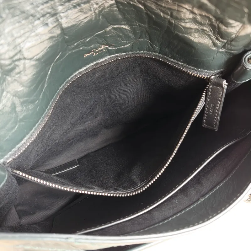SAINT LAURENT Crossbody Bag Niki D Green Waxed Leather Medium 28 × 8.5 × 20 cm — detail view 3 of 13