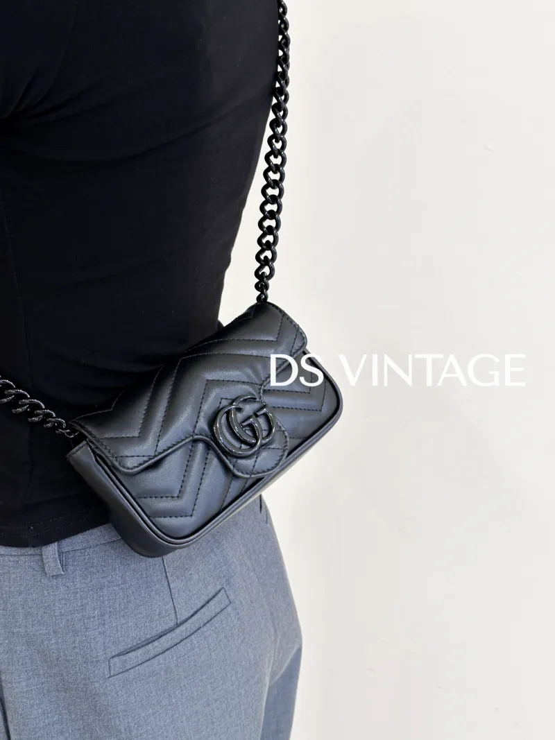 GUCCI Crossbody Bag GG Marmont So Black Marmont So Black Black CC alfskin Mini 16.5 × 5 × 10 cm — on-model view 2 of 3