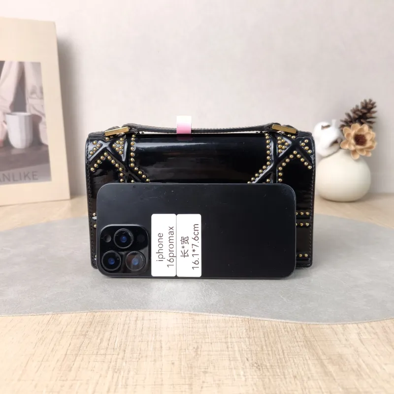 DIOR Crossbody Bag ama Black Patent Leather Mini 19 × 3 × 12 cm — cover view 3 of 5