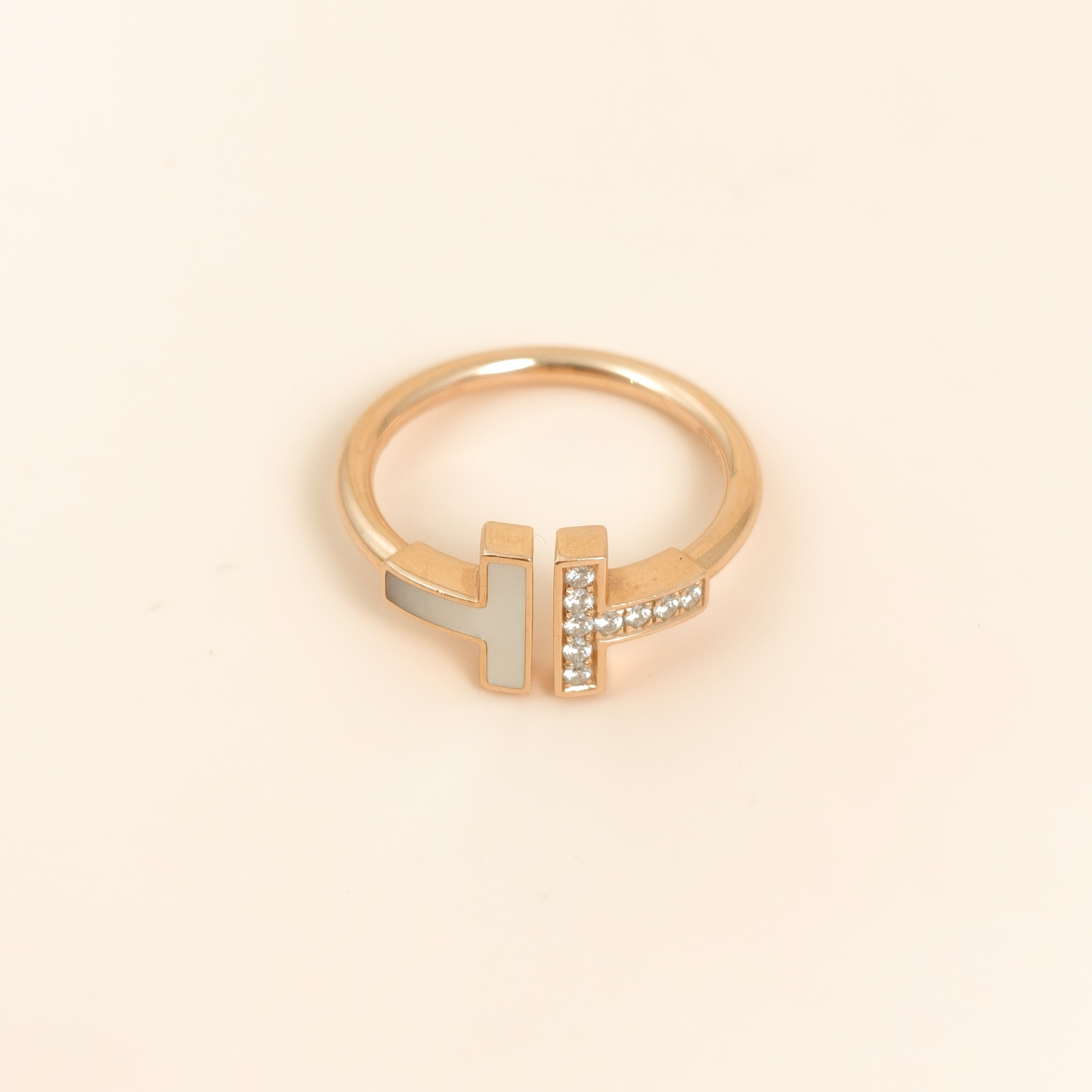 Tiffany&Co. Ring TC ollection Rose Gold Pearl Diamond18KR ose Gold54 EU