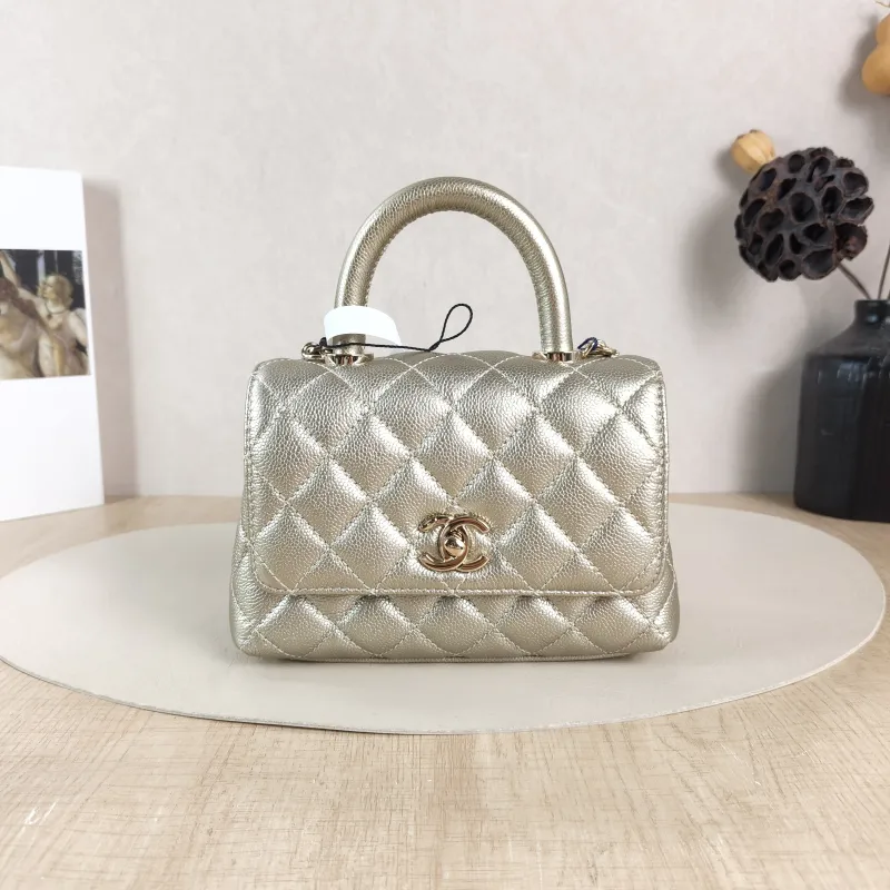 Chanel Crossbody Bag Coco Handle​ Grained Calfskin Mini 19 × 9 × 13 cm