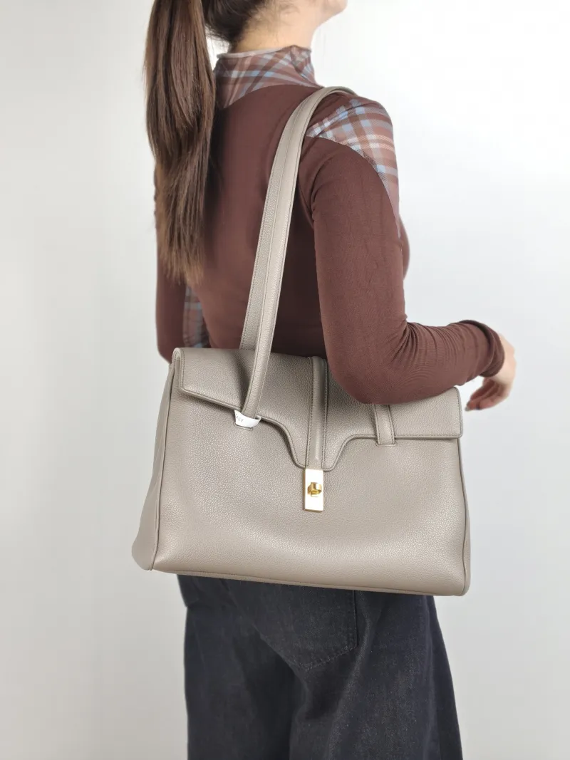 CELINE Shoulder Bag Soft 16Shoulder Bag Grey Calfskin Medium 32 × 15 × 24 cm — on-model view 1 of 2