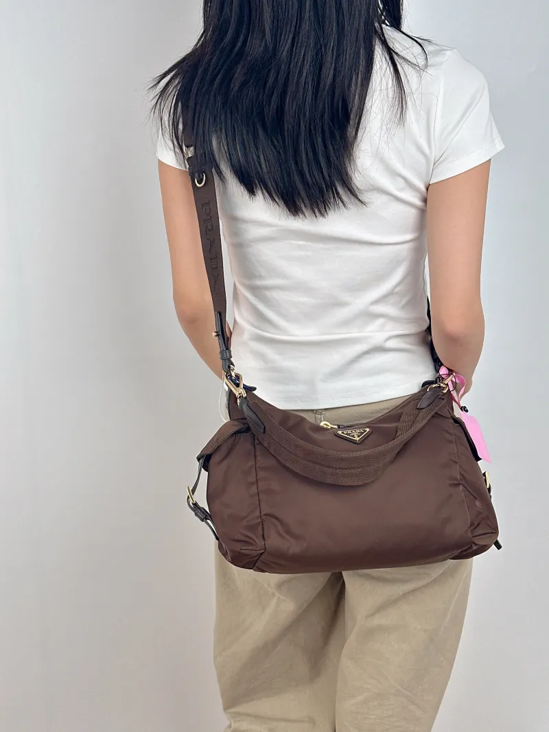 PRADA Shoulder Bag Explore Messenger Bag Nylon Large 32 × 11.5 × 22 cm — on-model view 3 of 3