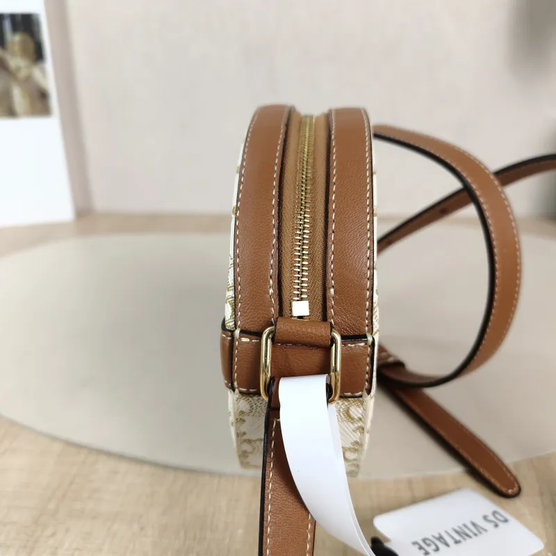 CELINE Crossbody Bag Triomphe White PVC Mini 13.5 × 4 × 13.5 cm — detail view 1 of 11
