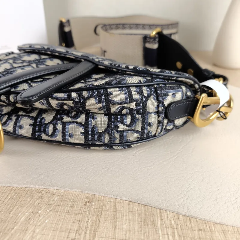 DIOR Top Handle Bag Saddle Blue Canvas Mini 19 × 6 × 15 cm — detail view 5 of 9