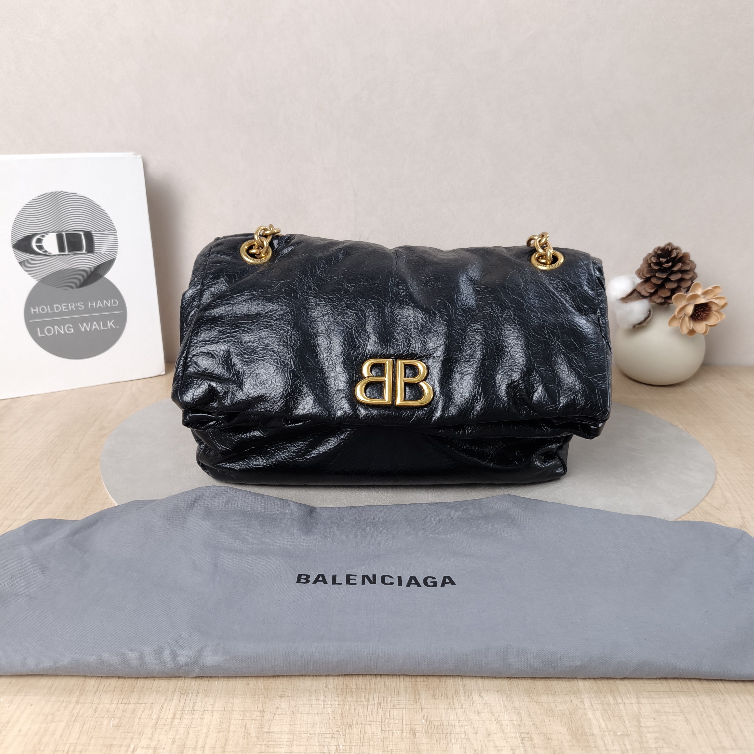 BALENCIAGA Shoulder Bag MONACO Chain Bag Black Calfskin Small28 × 10 × 18 cm — cover view 2 of 6