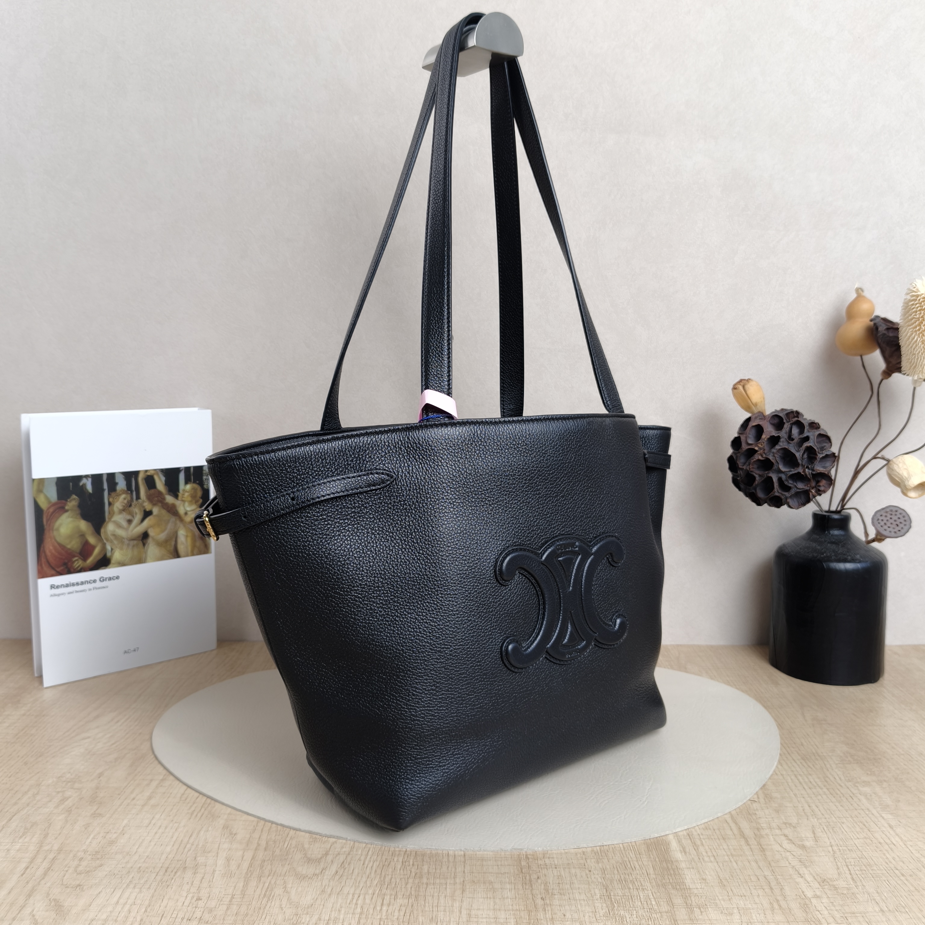 CELINE Shoulder Bag Cabas Anais Tote Bag Black Calfskin28 × 12 × 24 cm — cover view 5 of 5