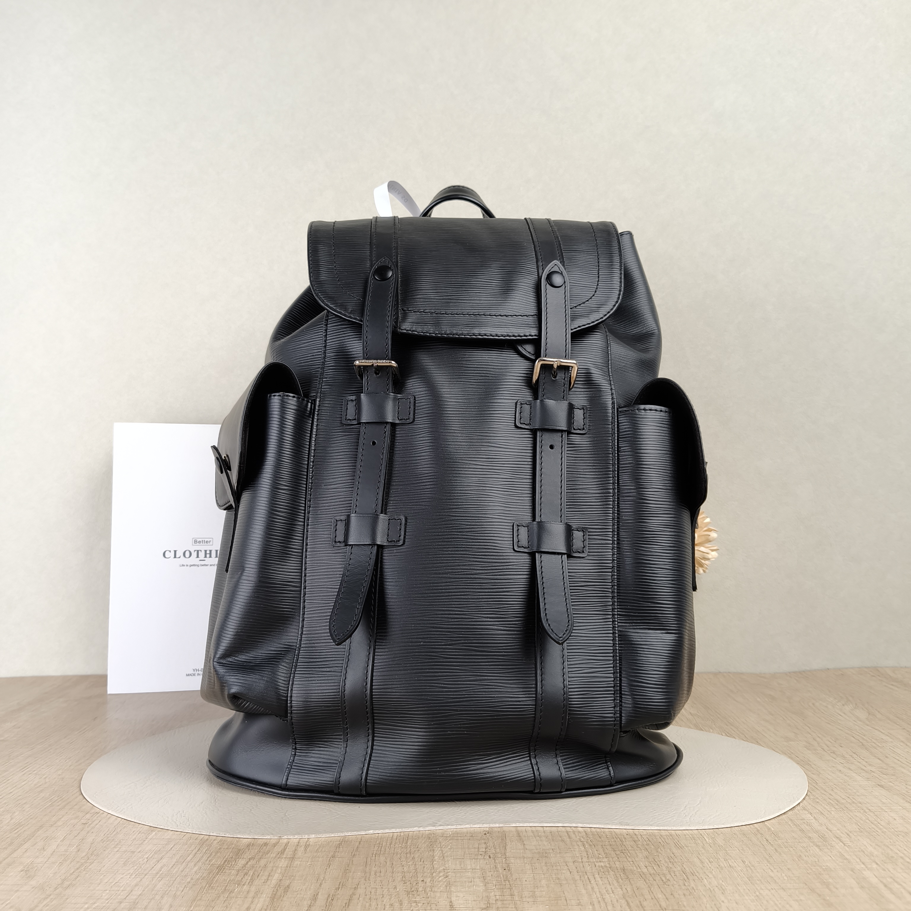 Louis Vuitton Backpack Christopher Backpack Black Epi Embossed Calfskin Small32 × 12 × 39 cm