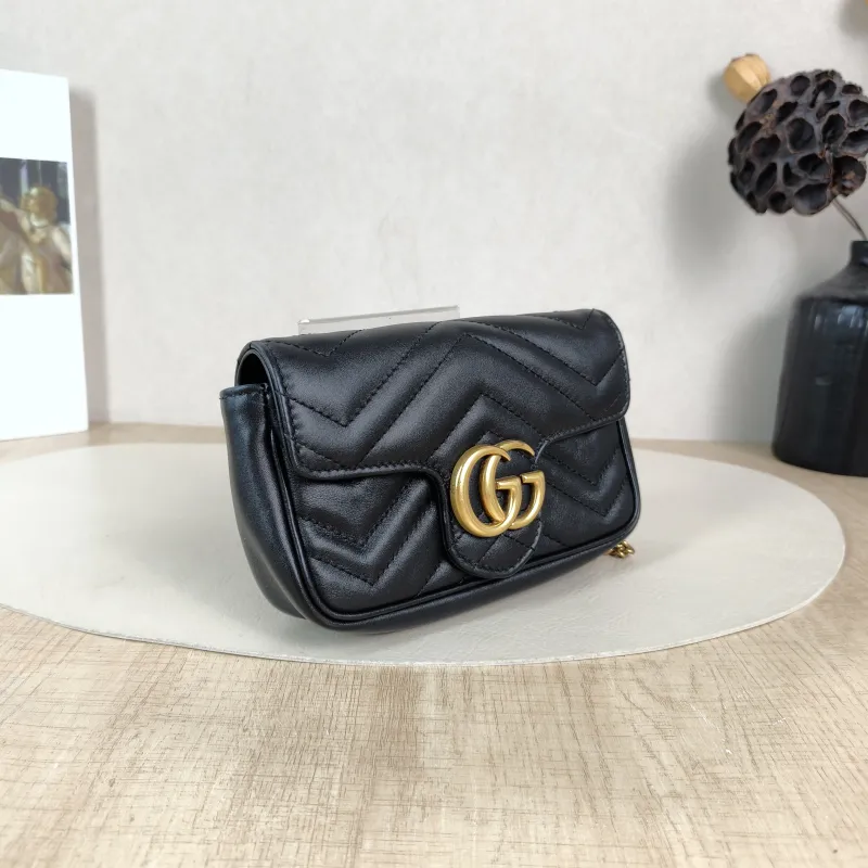 GUCCI Crossbody Bag GG Marmont Mini Marmont Mini Black Calfskin Mini 16.5 × 4.5 × 9.5 cm — cover view 4 of 5