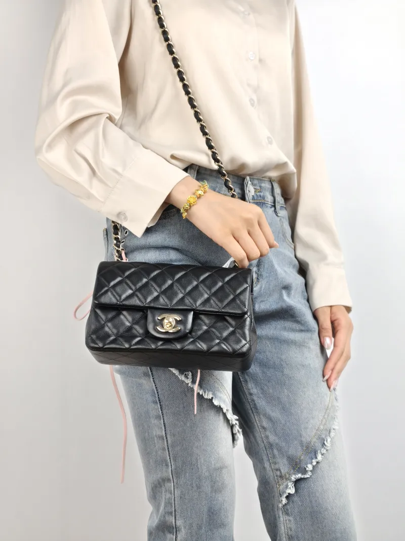 Chanel Crossbody Bag Classic Flap Large Mini CF Mini Black SL ambskin mini 20 × 6 × 12 cm — on-model view 1 of 2