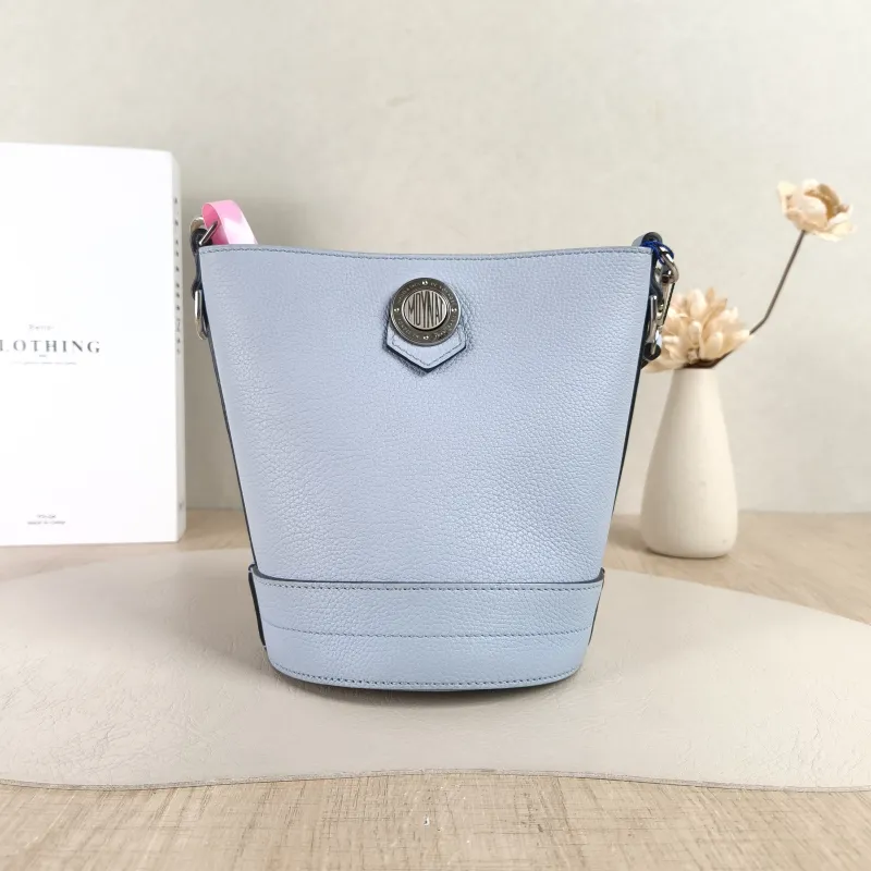 Moynat Crossbody Bag Baluchon Bucket Bag Blue Calfskin One Size14 × 14 × 18 cm