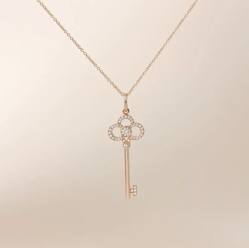 Tiffany&Co. Necklace Keys Collection Necklace Pendant Rose Gold Diamond18KR ose Gold One Size 40cm