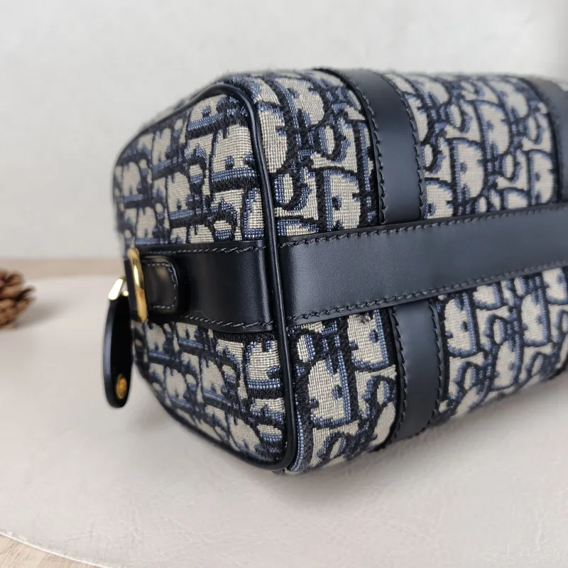 DIOR Crossbody Bag Groove 20 Top Handle Bag Blue Canvas Small 20.5 × 12 × 13.5 cm — detail view 13 of 15