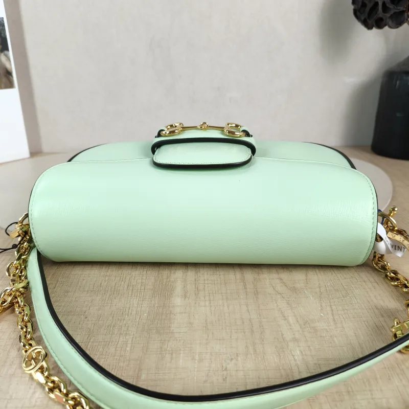 GUCCI Crossbody Bag Horsebit 1955 Horsebit Small Green Calfskin Small 24 × 5.5 × 13 cm — detail view 6 of 11