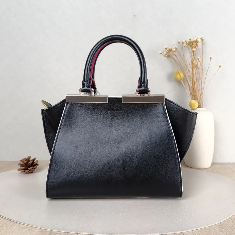 FENDI Top Handle Bag Top Handle Bag Black Calfskin 21.5 × 11 × 17 cm — cover view 3 of 5