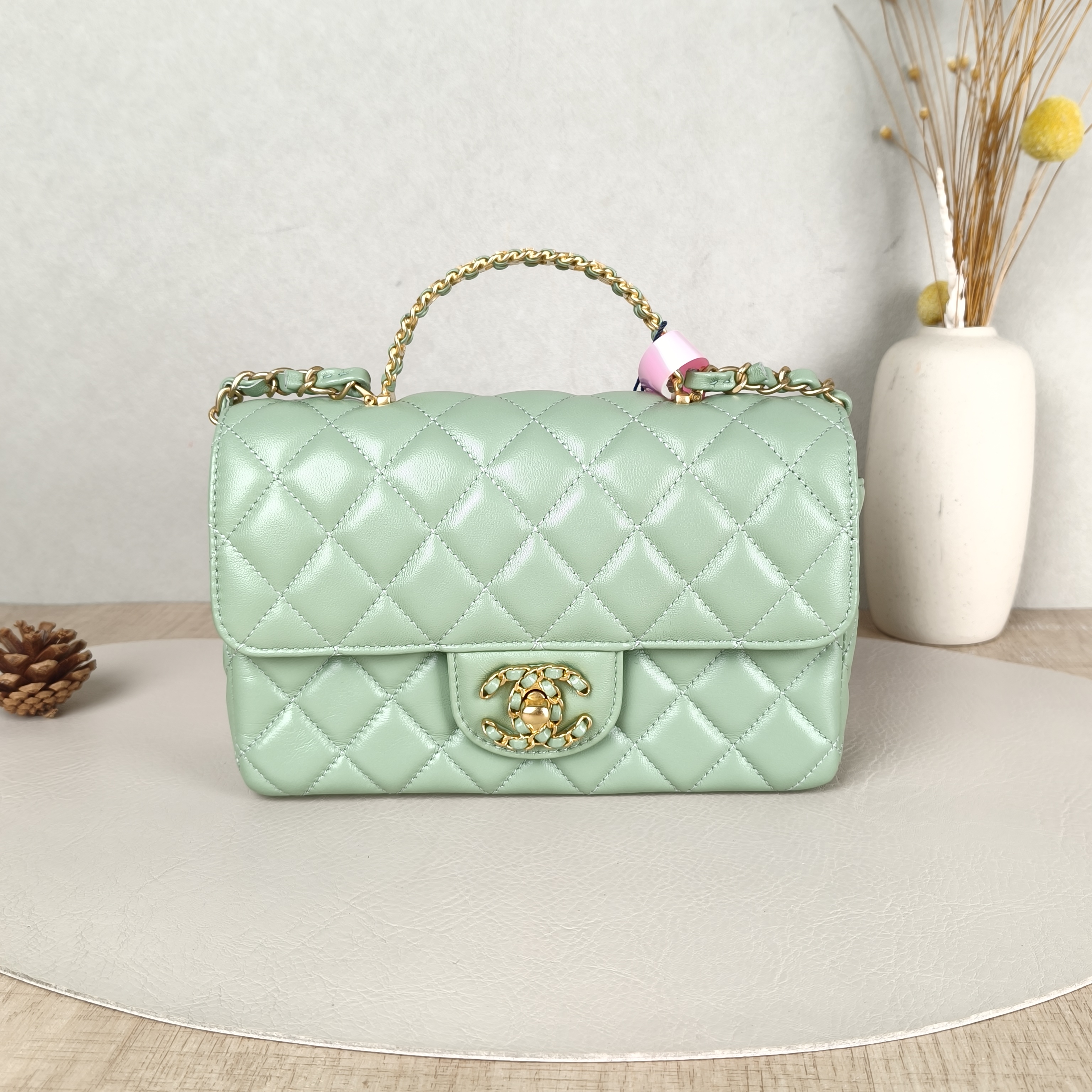 Chanel Crossbody Bag mini Green Lambskin mini20 × 6 × 12 cm