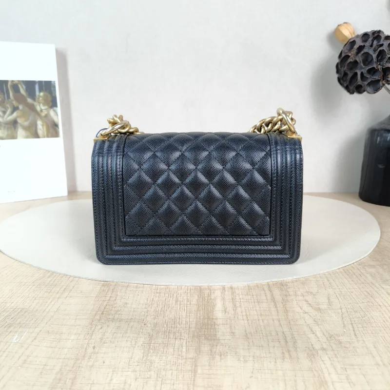 Chanel Crossbody Bag Le Boy​ Black Grained Calfskin Small 20.5 × 8.5 × 12 cm — cover view 3 of 5