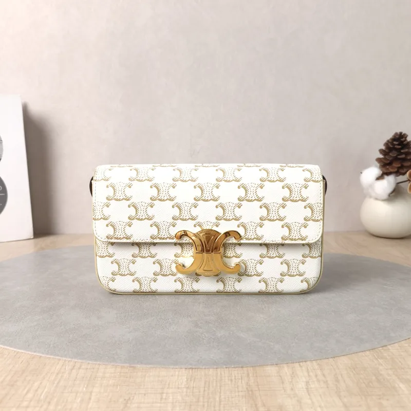 CELINE Shoulder Bag CLAUDE Shoulder Strap Edition White PVC Medium20.5 × 4 × 11.5 cm