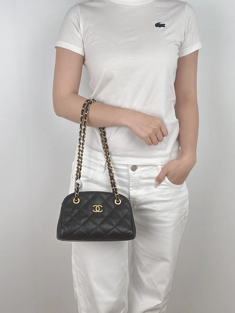 Chanel Crossbody Bag24k Bowling Bag Black Grained Calfskin One Size21 × 9 × 14 cm — on-model view 2 of 2