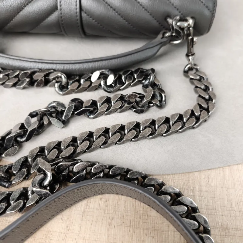 SAINT LAURENT Shoulder Bag COLLEGE Grey Calfskin24 × 6.5 × 17 cm — detail view 15 of 16