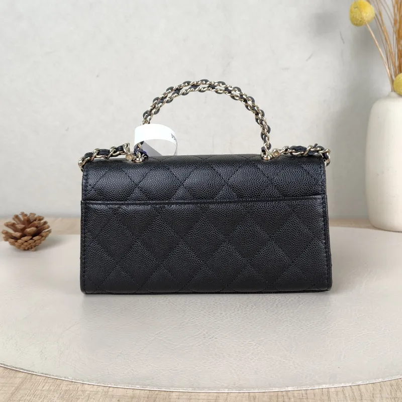 Chanel Crossbody Bag kelly Black Grained Calfskin One Size 18 × 4.5 × 10 cm — cover view 6 of 6