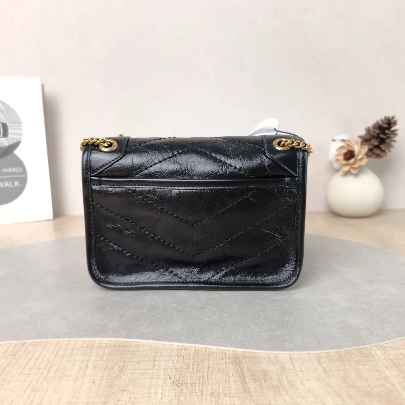 SAINT LAURENT Crossbody Bag Niki Black Waxed Leather Calfskin Mini 18 × 5 × 12.5 cm — cover view 2 of 6