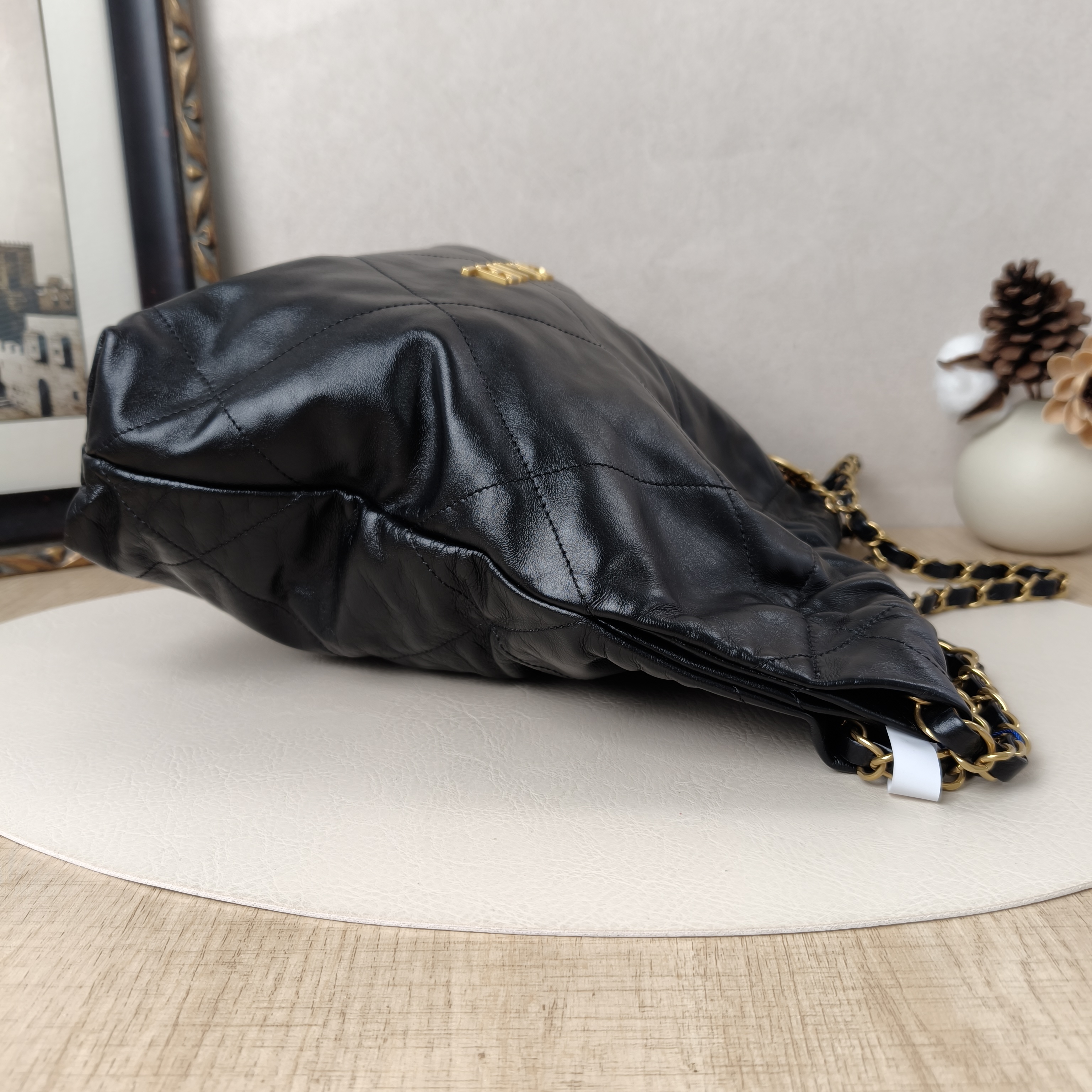 Chanel 22bag Small Black with Gold-Tone Hardware Calfskin Microchip Edition · Inner Pouch · 35 × 7 × 37 cm — cover view 6 of 9