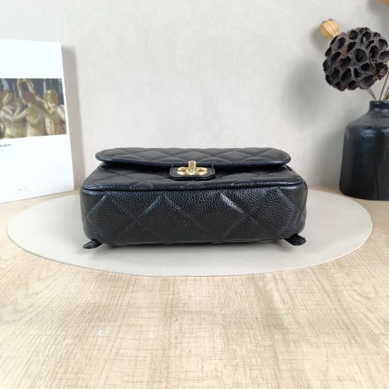 Chanel Backpack Backpack Black Grained Calfskin One Size24 × 6 × 18 cm — cover view 3 of 5