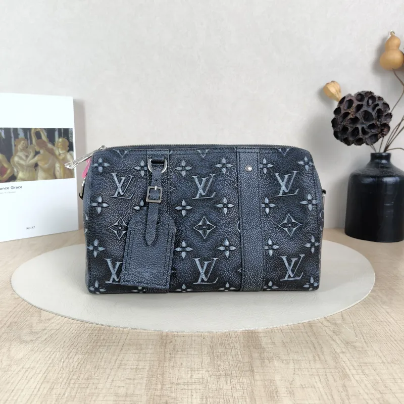 Louis Vuitton Crossbody Bag City Keepall Black Calfskin Medium27 × 13 × 17 cm