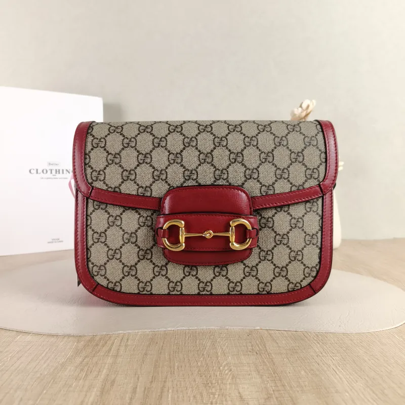 GUCCI Crossbody Bag Horsebit 1955 Horsebit Medium Monogram PVC Medium 25 × 8 × 18 cm