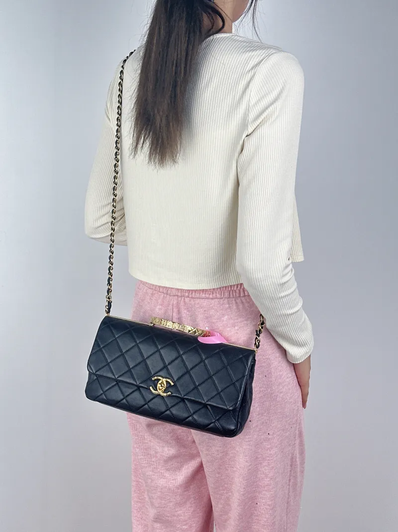 Chanel Crossbody Bag Black Lambskin Medium27 × 6 × 14 cm — on-model view 3 of 3