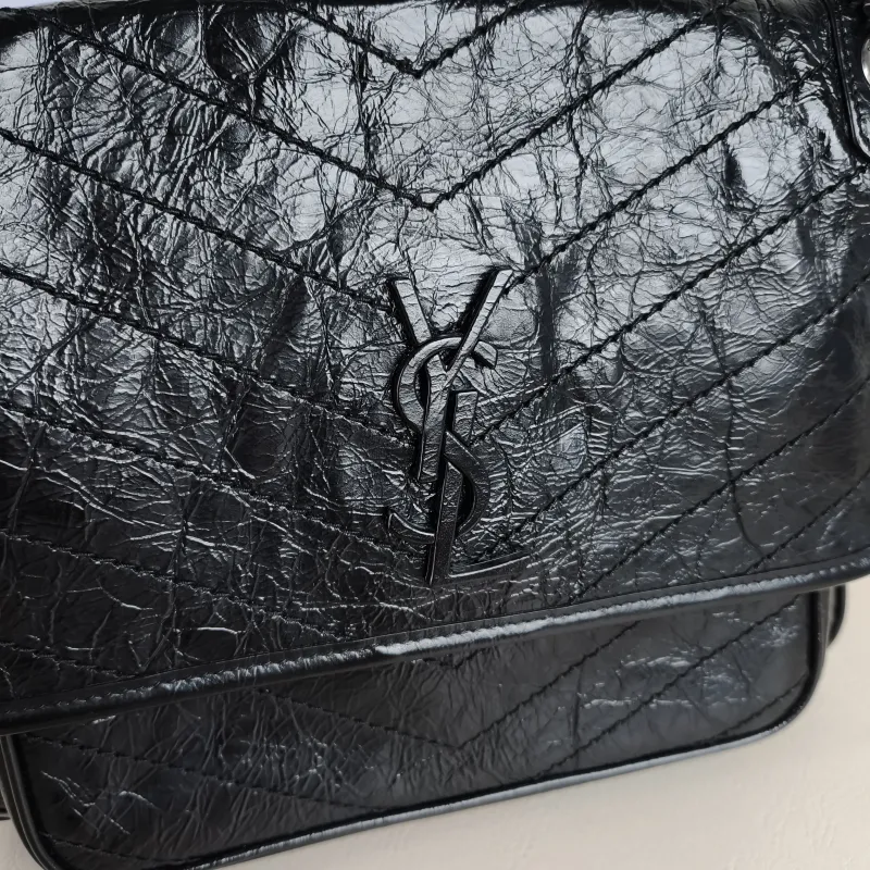 SAINT LAURENT Crossbody Bag Niki D Waxed Leather Calfskin Medium 28 × 8.5 × 20 cm — detail view 2 of 14