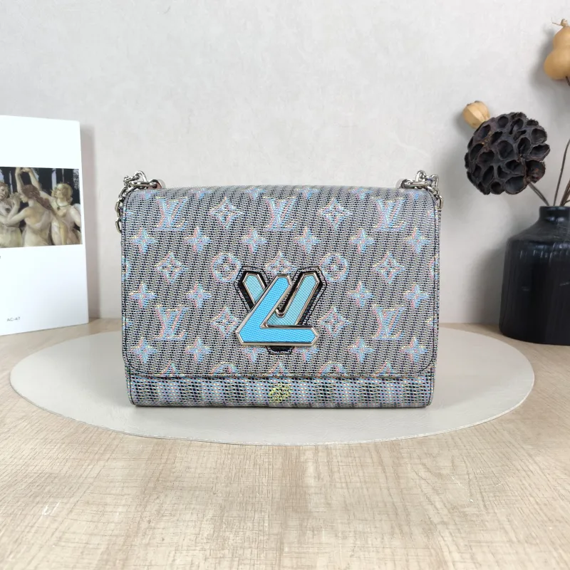 Louis Vuitton Crossbody Bag Twist Blue PVC Medium 23 × 9.5 × 17 cm