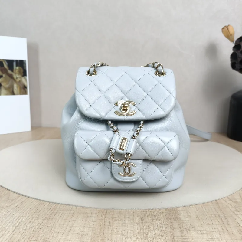 Chanel Backpack Duma Blue Lambskin Small18 × 12 × 18.5 cm