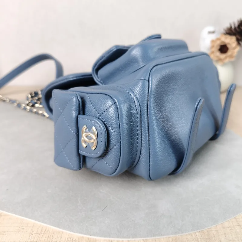 Chanel Backpack duma Blue Grained Calfskin Small 18 × 9.5 × 19 cm — detail view 6 of 10