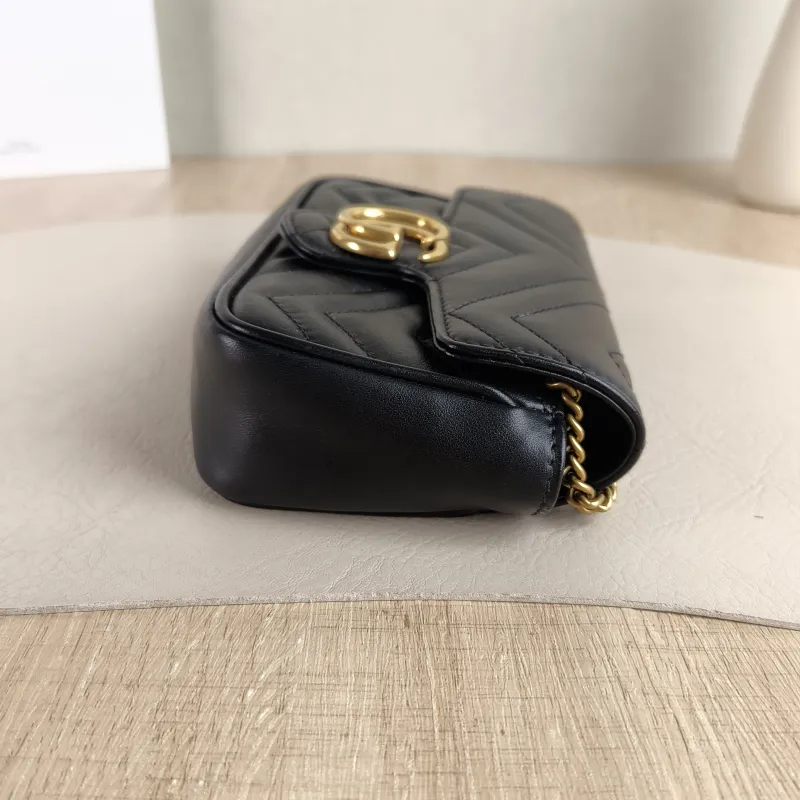 GUCCI Crossbody Bag GG Marmont Mini Marmont Mini Black Calfskin Mini 16.5 × 4.5 × 9.5 cm — detail view 1 of 11