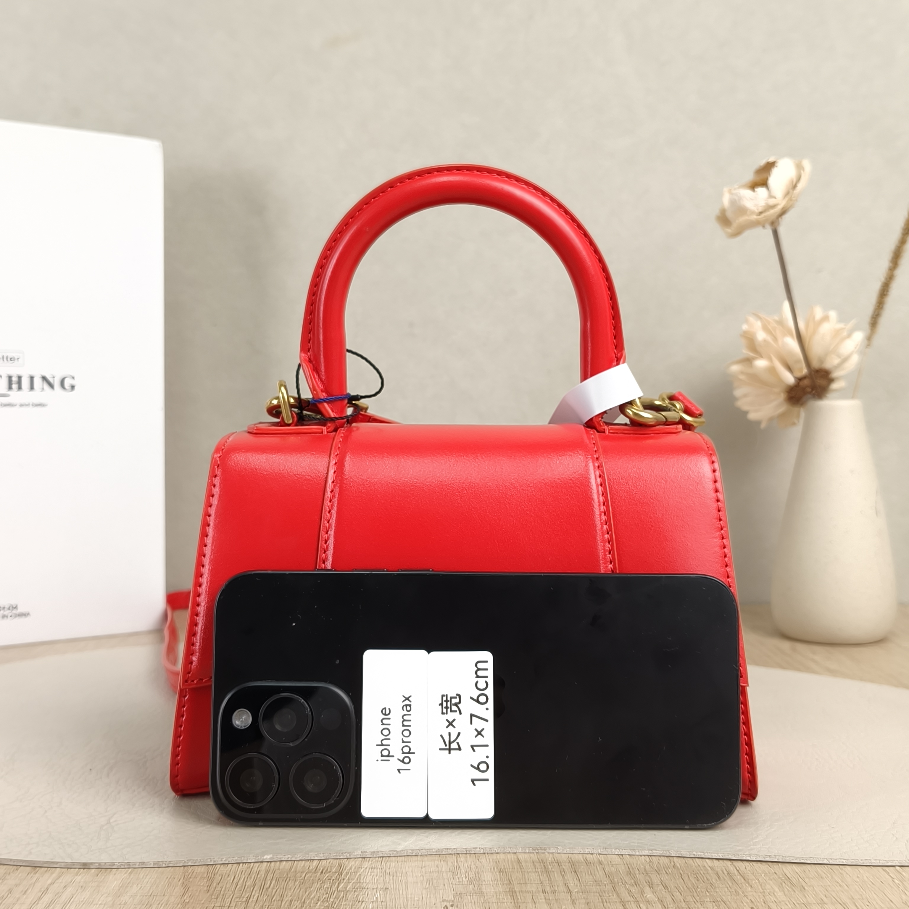 BALENCIAGA Crossbody Bag Hourglass Hourglass Bag Red Calfskinmini19 × 5 × 12 cm — cover view 5 of 5