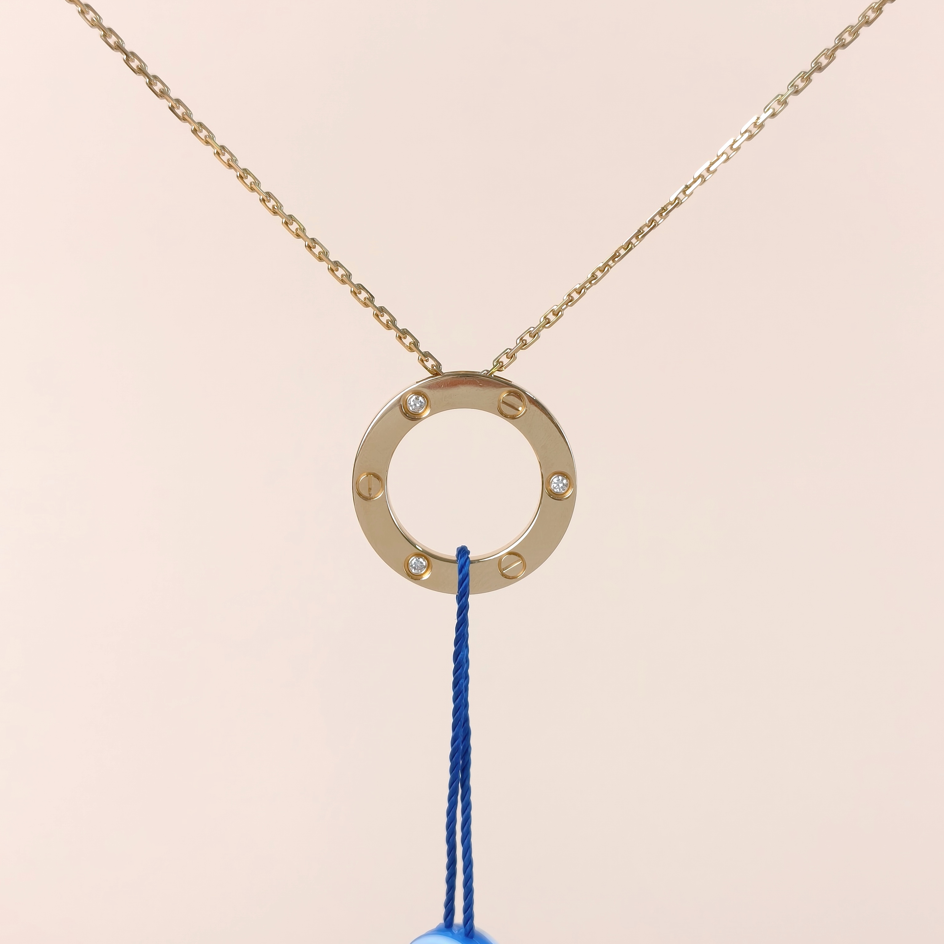CARTIER Necklace LOVE Collection Pendant 3 Diamond Yellow Gold 18KY ellow Gold Diamond Large42cm