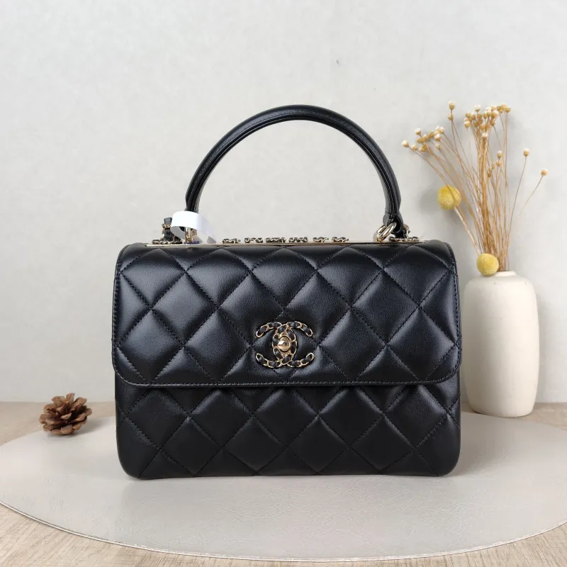 Chanel Crossbody Bag 23s trendy cc Black Lambskin Small 25 × 12 × 17 cm