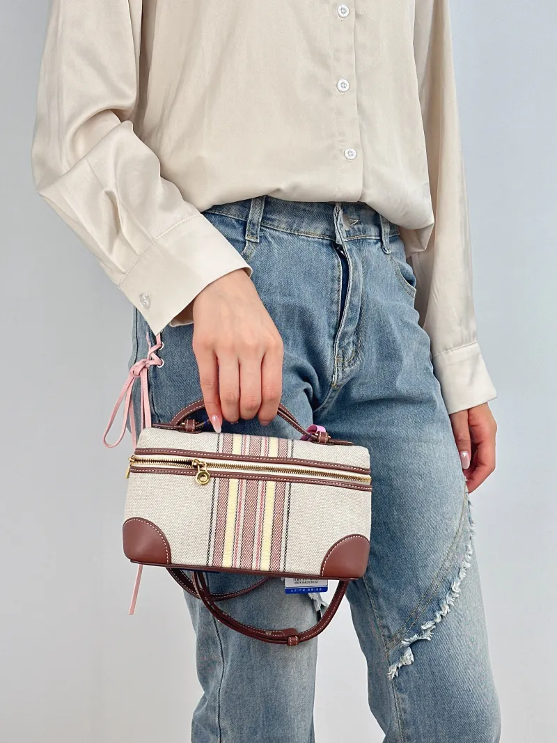 Loro Piana Crossbody Bag Extra Pocket L19 Colorblock Canvas One Size 19 × 7 × 11.5 cm — on-model view 2 of 2