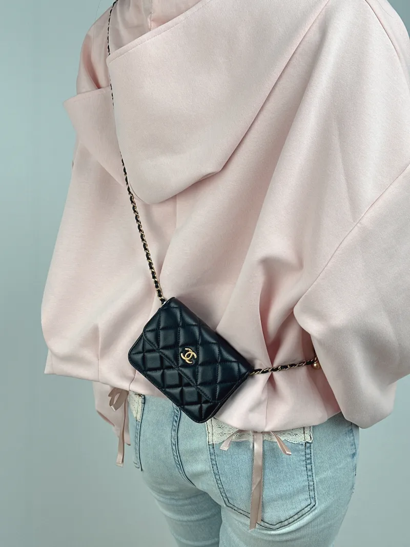 Chanel Crossbody Bag cf Collection Crossbody Bag Black Lambskin One Size 12 × 3 × 9 cm 31 — on-model view 1 of 2