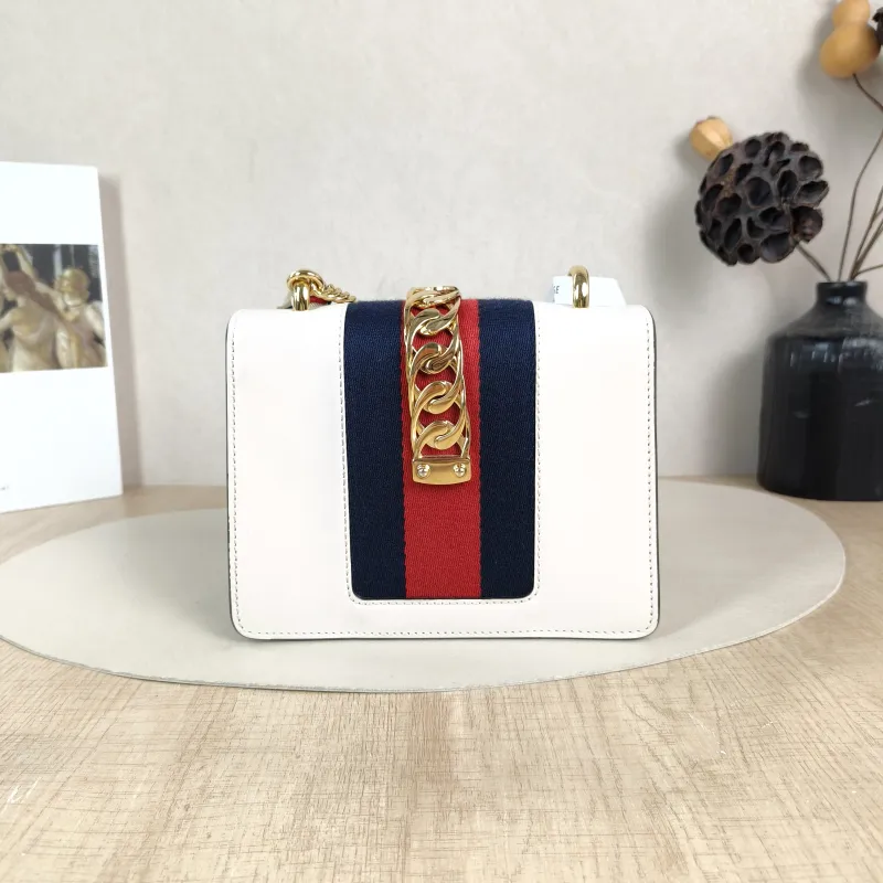 GUCCI Shoulder Bag Sylvie Shoulder Strap Edition White CC alfskin Mini 19 × 8 × 14 cm — cover view 3 of 6